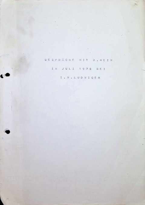 M0053 – Gespräche mit B. Heim bei I. v. Ludwiger, Juli 1978 (Titelblatt)