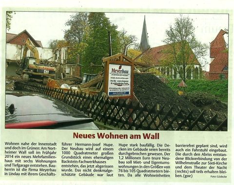 Abriss von Heims früherem Wohnhaus am Northeimer Wall – Zeitungsbericht