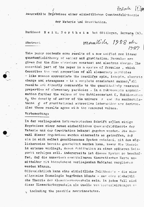 J0047 1988 Heim Ausgewälte Eregebnisse einer einheitlichen Quantenfeldtheorie der Materie und Gravitation