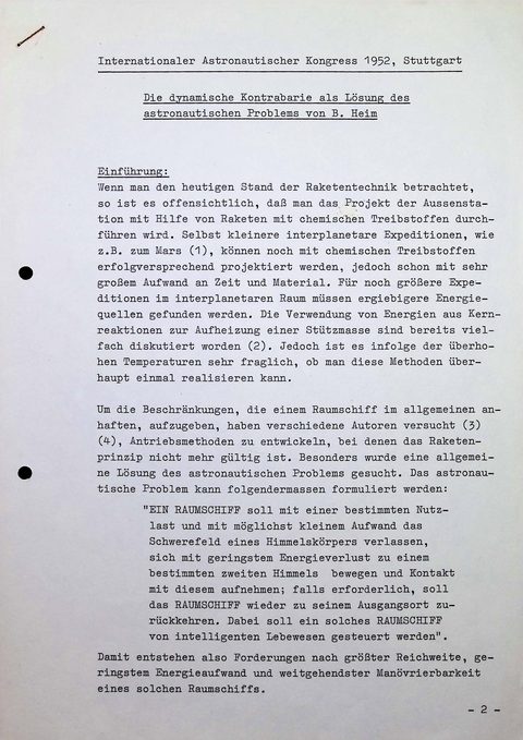 M0041 – Heim: Die dynamische Kontrabarie, Astronautischer Kongress Stuttgart 1952 (Seite 2)